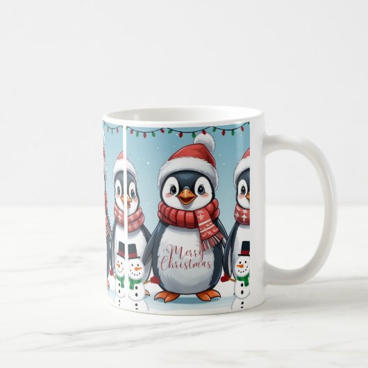 Frohe Pinguin Weihnachten Kaffeetasse (Rechts)