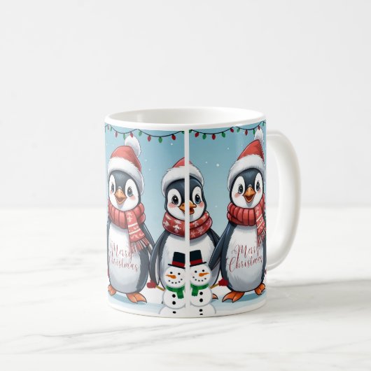 Frohe Pinguinweihnachtsfeste Kaffeetasse (VorderseiteRechts)