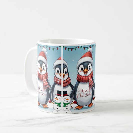 Frohe Pinguinweihnachtsfeste Kaffeetasse (Vorderseite Links)
