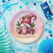 Frohe "PINK-mas" Weihnachten Pink Gnome Hot Chocol Pappteller (Party)