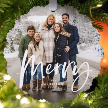 Frohe Pinselschrift zwei Foto Weihnachten