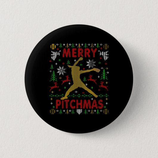 Frohe Pitchmas Fastpitch Softll Pitcher Hässlicher Button (Vorderseite)