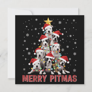 Frohe Pitmas Pitbull-Hund Baum hässliches Weihnach Feiertagskarte