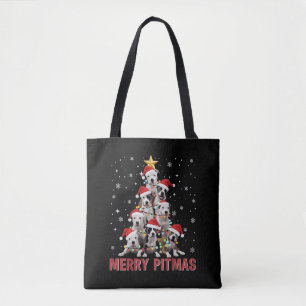 Frohe Pitmas Pitbull-Hund Baum hässliches Weihnach Tasche
