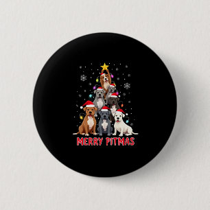 Frohe Pitmas Pitbull Hund hässlicher Weihnachtspul Button