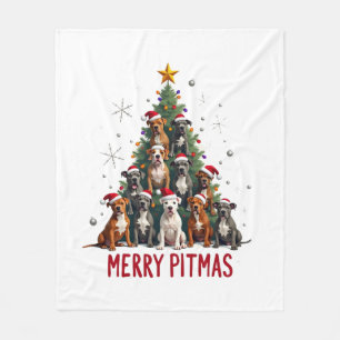Frohe Pitmas Pitbull Hund hässlicher Weihnachtspul Fleecedecke