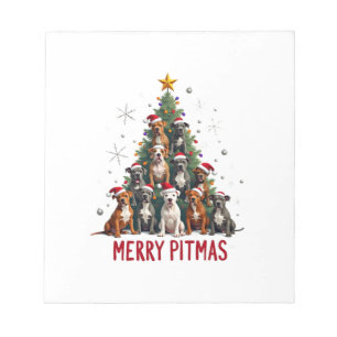 Frohe Pitmas Pitbull Hund hässlicher Weihnachtspul Notizblock