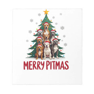 Frohe Pitmas Pitbull Hund hässlicher Weihnachtspul Notizblock