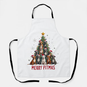 Frohe Pitmas Pitbull Hund hässlicher Weihnachtspul Schürze
