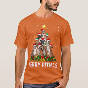Frohe Pitmas Pitbull Hund hässlicher Weihnachtspul T-Shirt