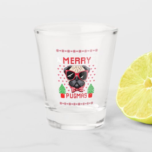 Frohe Pugmas! Schnapsglas (Vorderseite)