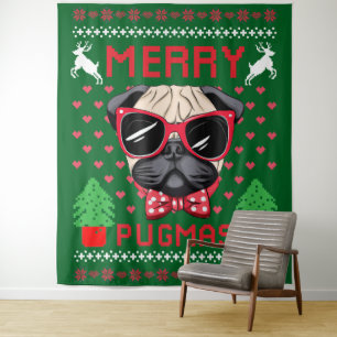 Frohe Pugmas! Wandteppich