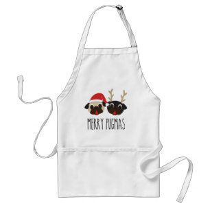 Frohe Pugmas Weihnachten Sankt und Ren-Möpse Schürze