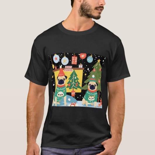 FROHE PUGMAS WEIHNACHTSHUNDE PULLOVER FESTLICHE SZ (Vorderseite)