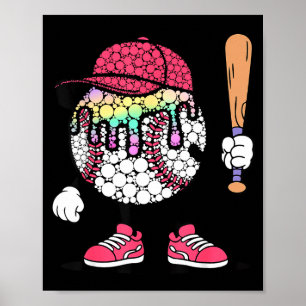 Frohe Punkt Tag Polka Punkte Baseball Kinder Klein Poster