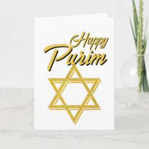 Frohe Purim-Grußkarte - Goldener Davidstern Karte