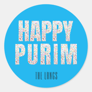 Frohe Purim-Konfetti-Etikett Runder Aufkleber