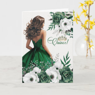 Frohe Quinceanera 15. Geburtstag Smaragdgrün Karte