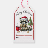 Frohe Raccoon Weihnachtsmarken Geschenkanhänger (Vorderseite)