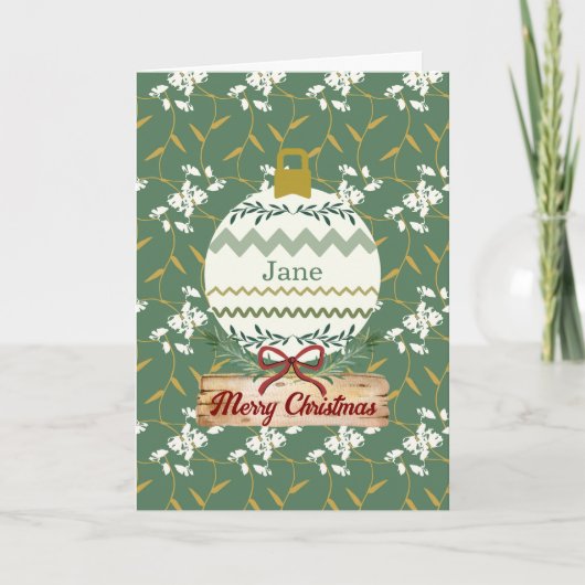 Frohe Regal Floral Green Holiday Card Dankeskarte (Vorderseite)