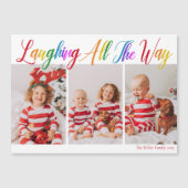 Frohe Regenbogen Weihnachten 3 Foto Magnet Card (Vorderseite)