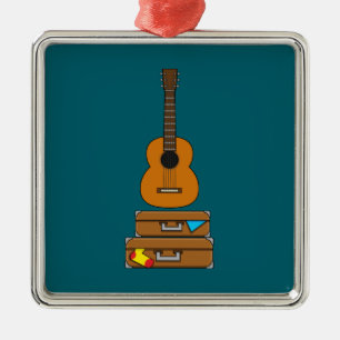 Frohe Reise mit Gepäck und Gitarre Ornament Aus Metall