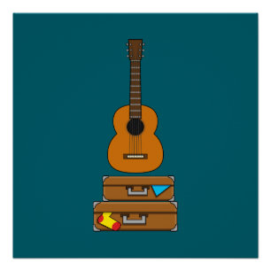 Frohe Reise mit Gepäck und Gitarre Poster