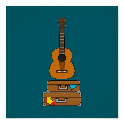 Frohe Reise mit Gepäck und Gitarre  Poster (Vorderseite)