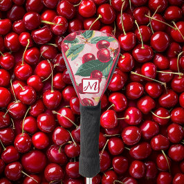 Frohe Retro-Kirsche Rosa Monogramm Golf Headcover