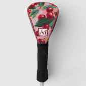 Frohe Retro-Kirsche Rosa Monogramm Golf Headcover (Vorderseite)