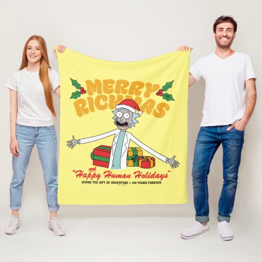 Frohe Rickmas und glückliche menschliche Ferien Fleecedecke (Beispiel)