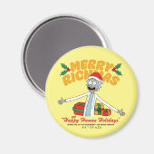 Frohe Rickmas und glückliche menschliche Ferien Magnet (Vorderseite/Rückseite)