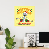 Frohe Rickmas und glückliche menschliche Ferien Poster (Heimbüro)