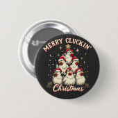 Frohe Schläge Weihnachts Funny Chicken Roosters Button (Vorne & Hinten)