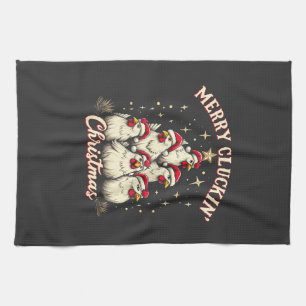 Frohe Schläge Weihnachts Funny Chicken Roosters Geschirrtuch