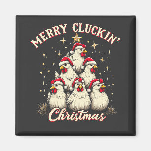 Frohe Schläge Weihnachts Funny Chicken Roosters Magnet