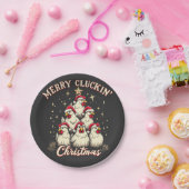 Frohe Schläge Weihnachts Funny Chicken Roosters Pappteller (Party)