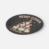Frohe Schläge Weihnachts Funny Chicken Roosters Pappteller (Schrägansicht)