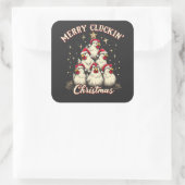 Frohe Schläge Weihnachts Funny Chicken Roosters Quadratischer Aufkleber (Tasche)