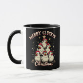 Frohe Schläge Weihnachts Funny Chicken Roosters Tasse (Links)