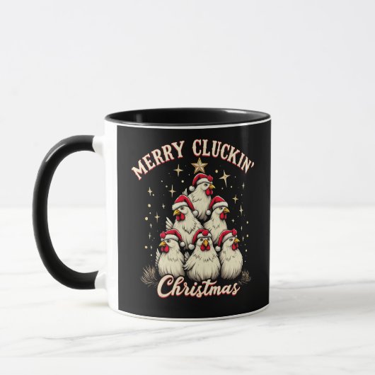 Frohe Schläge Weihnachts Funny Chicken Roosters Tasse (Links)