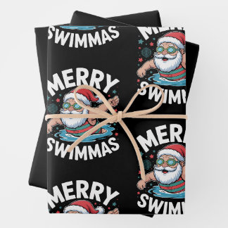 Frohe Schwimmas Weihnachten Santa Xmas Schwimmbad Geschenkpapier Set