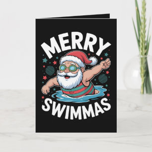 Frohe Schwimmas Weihnachten Santa Xmas Schwimmbad Karte
