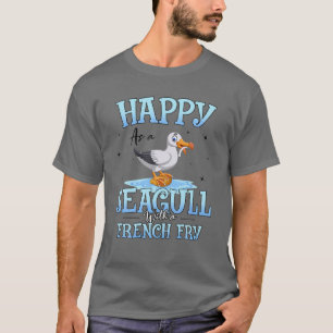 Frohe Seagull mit französischer Fry Funny Bird Wat T-Shirt