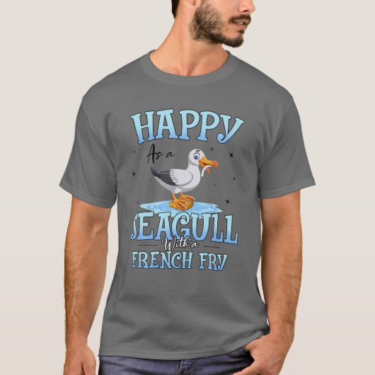Frohe Seagull mit französischer Fry Funny Bird Wat T-Shirt (Vorderseite)