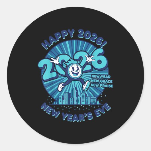 Frohe Silvesterfeier 2026 Design Runder Aufkleber (Vorderseite)