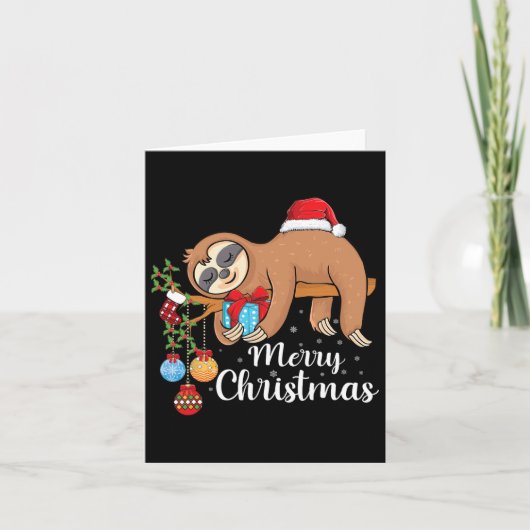 Frohe Slothmas Niedliche Xmas Sloth Weihnachtsmann Karte (Vorderseite)