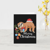 Frohe Slothmas Niedliche Xmas Sloth Weihnachtsmann Karte (Gelbe Blume)