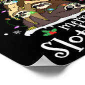 Frohe Slothmas Niedliche Xmas Sloth Weihnachtsmann Poster (Ecke)