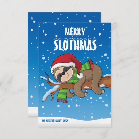 Frohe Slothmas, Sloth Christmas Card, (Vorne/Hinten)